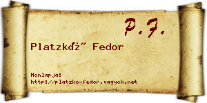 Platzkó Fedor névjegykártya